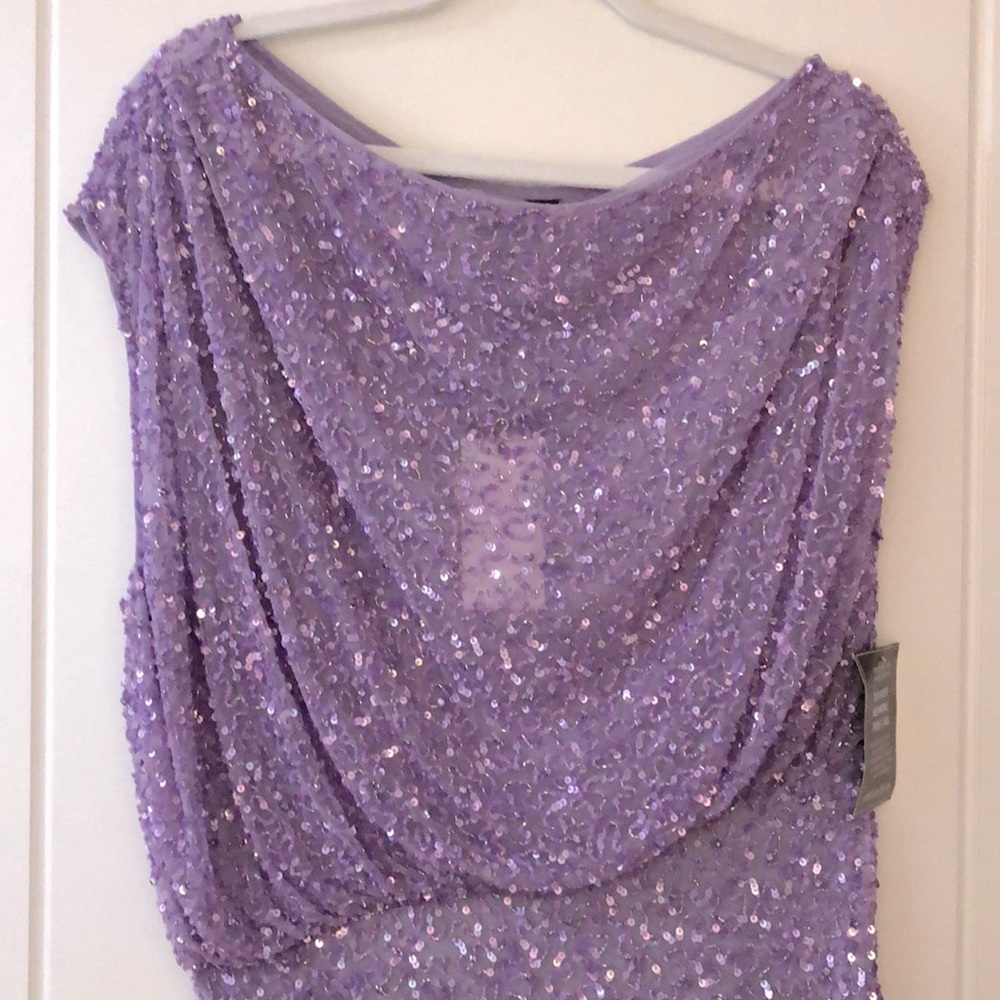 NEW retrofete Jean Mini Dress Lavender Light Purple Crystal Sequin Off Shouler L - Picture 7 of 12